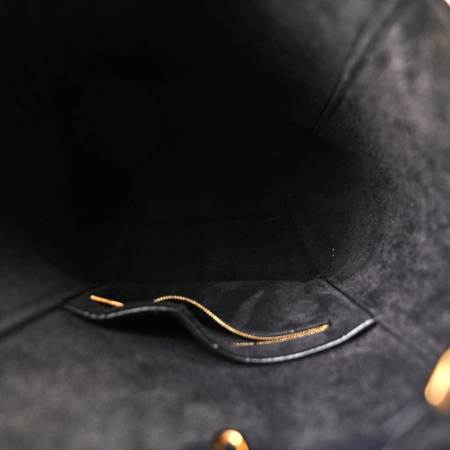 Soft Grained Calfskin Small Sangle Bucket Bag Navy