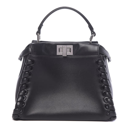 Fendi Nappa Lace Up Mini Peekaboo Iconic Satchel Black 1 of 10