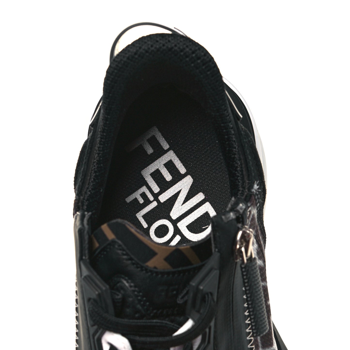 X SARAH COLEMAN Nylon Lycra FF Vertigo Fendi Flow Low Top Sneakers 40 Black