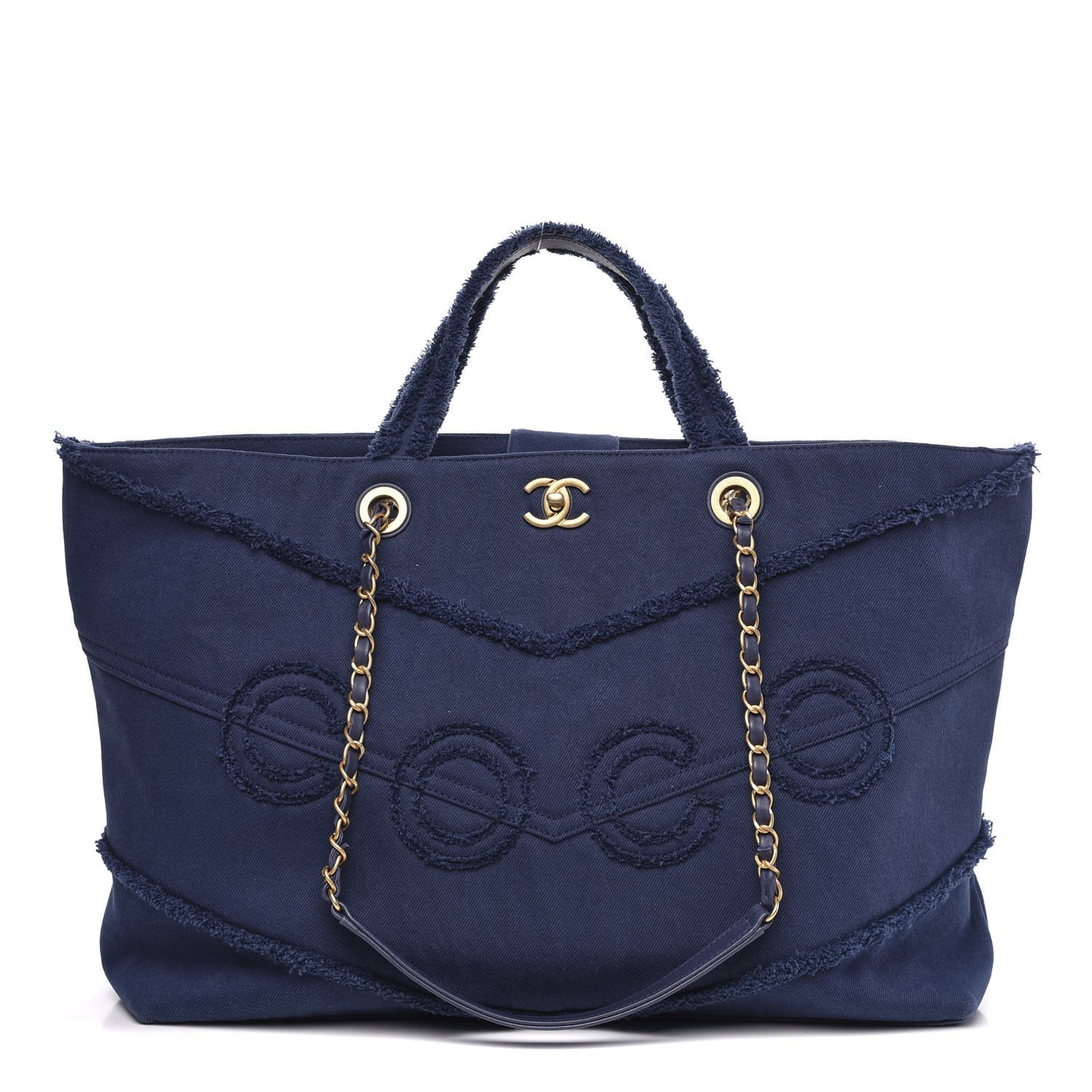 Denim Chevron Coco Tote Navy