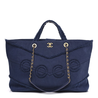 Chanel Denim Chevron Coco Tote Navy 1 of 9