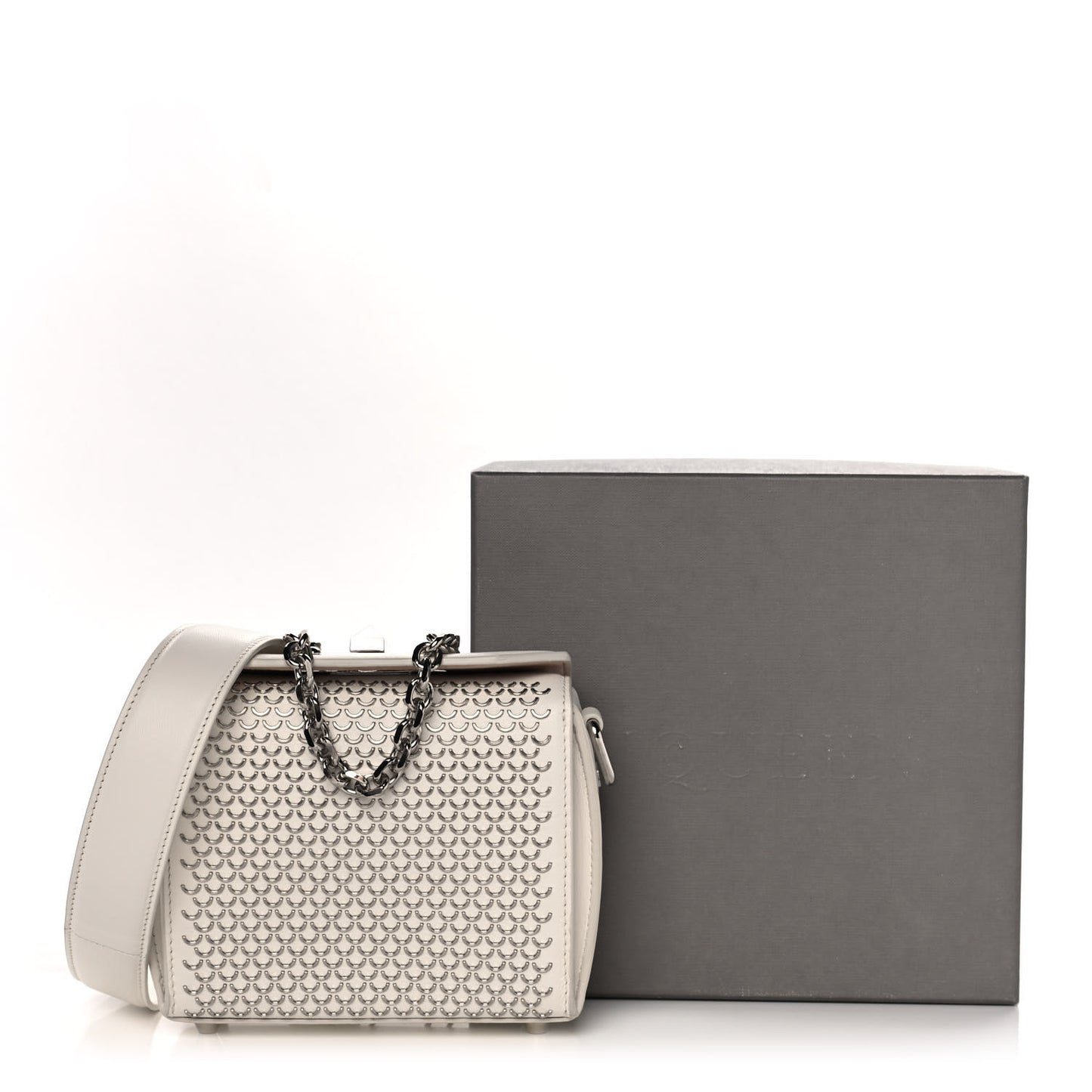Calfskin Box Shoulder Bag 16 Cream
