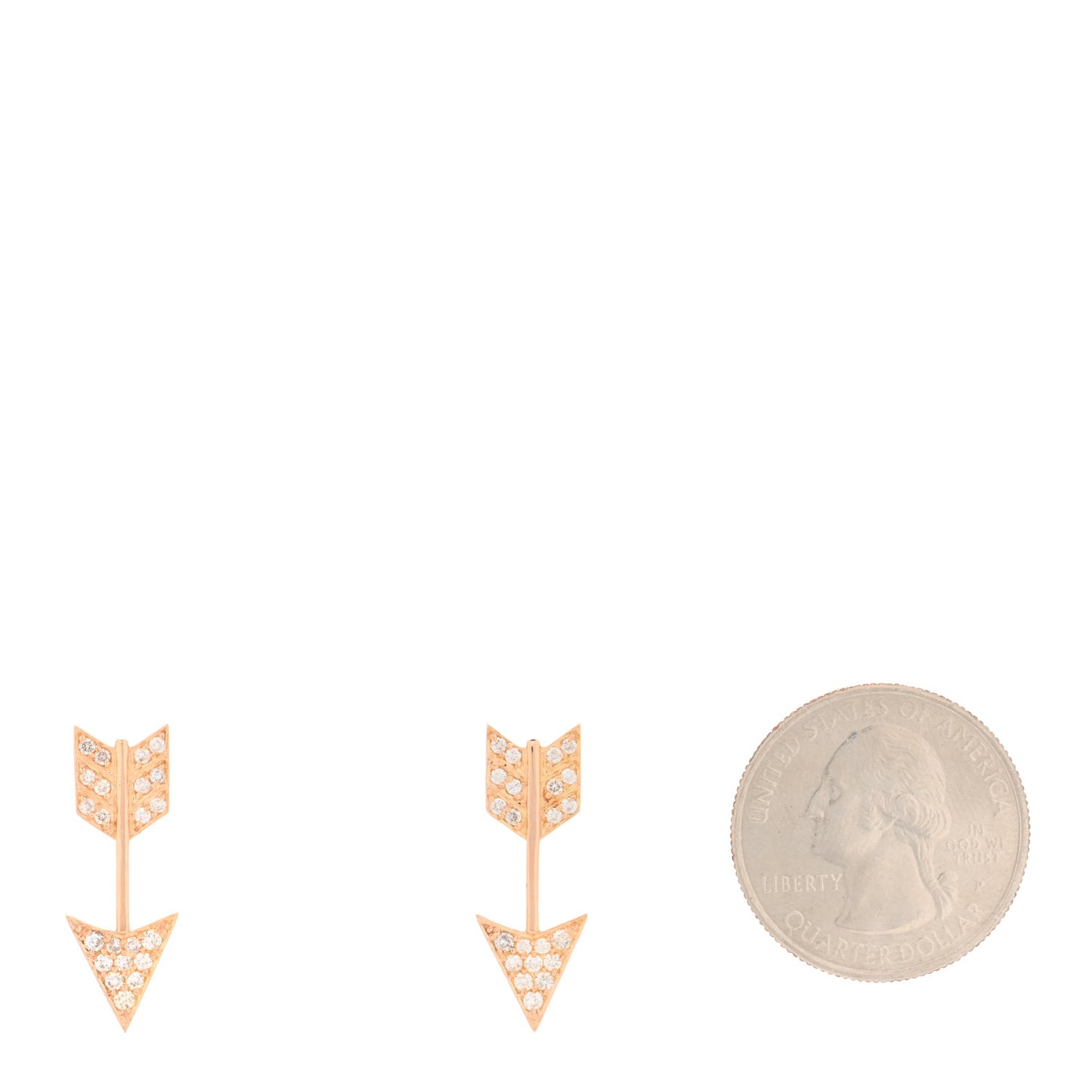 18K Rose Gold Diamond Arrow Earrings