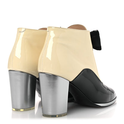 Chanel Patent Calfskin CC Bow Lace Up Oxford Pumps 41 Beige Black 5 of 13