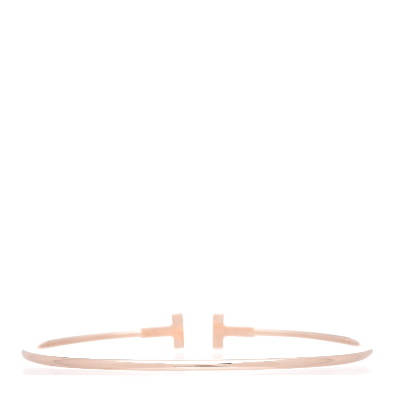 Tiffany 18K Rose Gold Narrow T Wire Bracelet 3 of 5