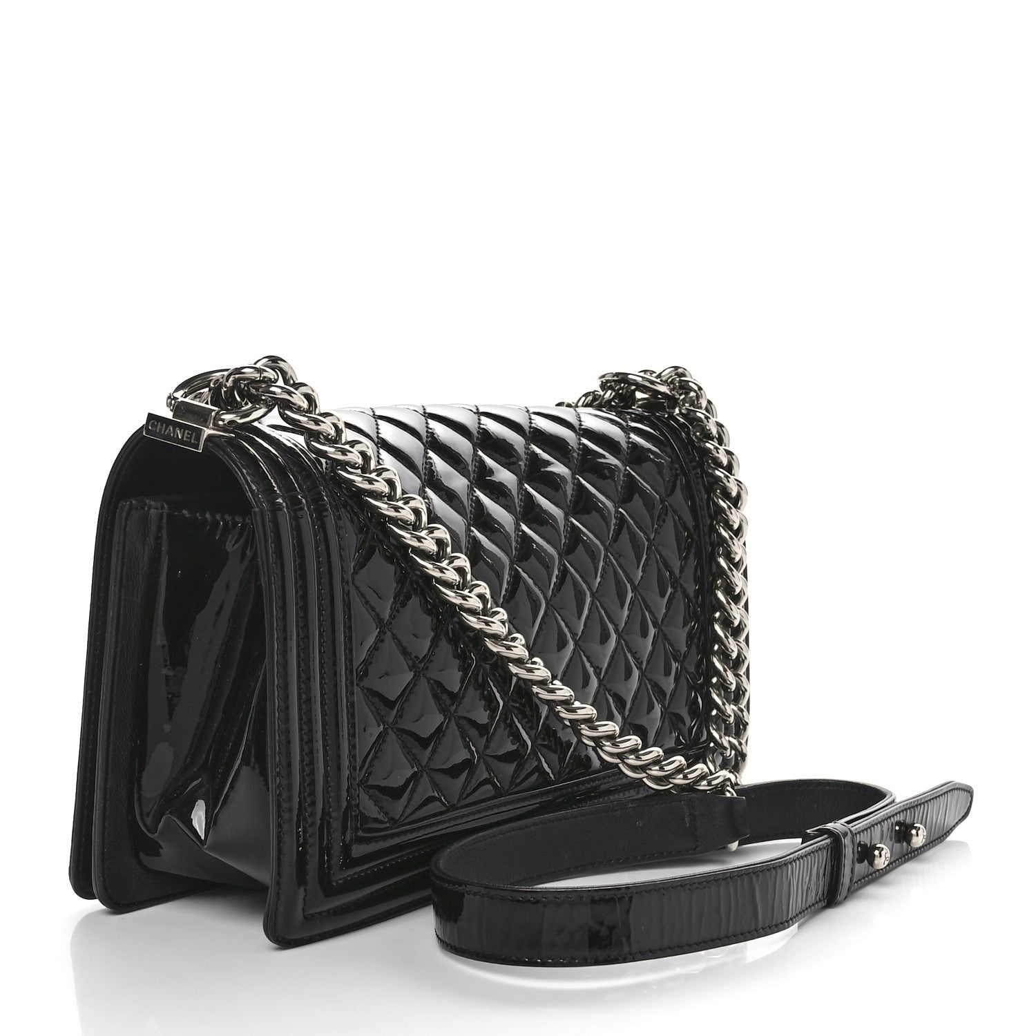 Chanel Patent Calfskin Quilted Medium Plexiglass Boy Flap Black 2 of 11
