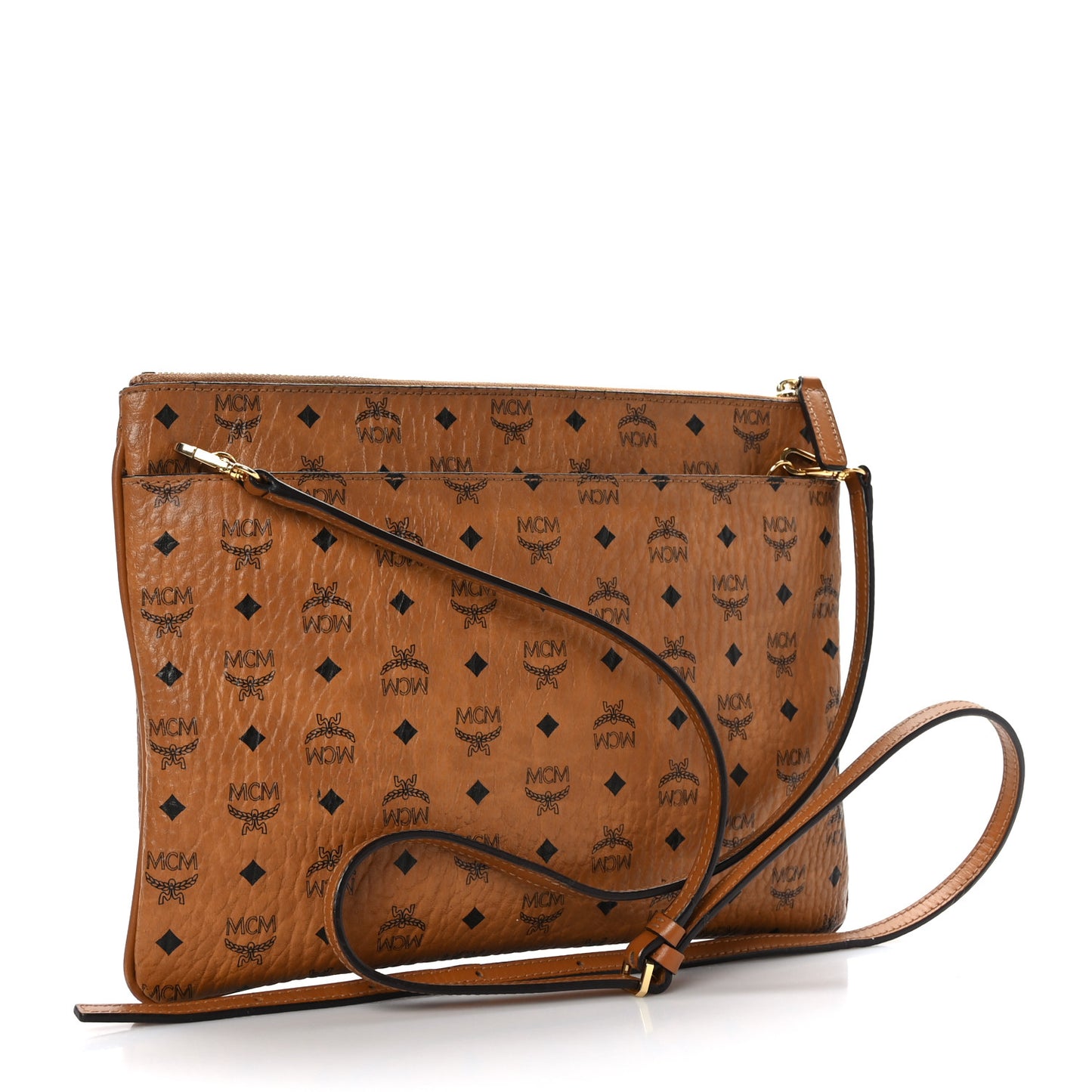 Visetos Medium Crossbody Pouch Cognac