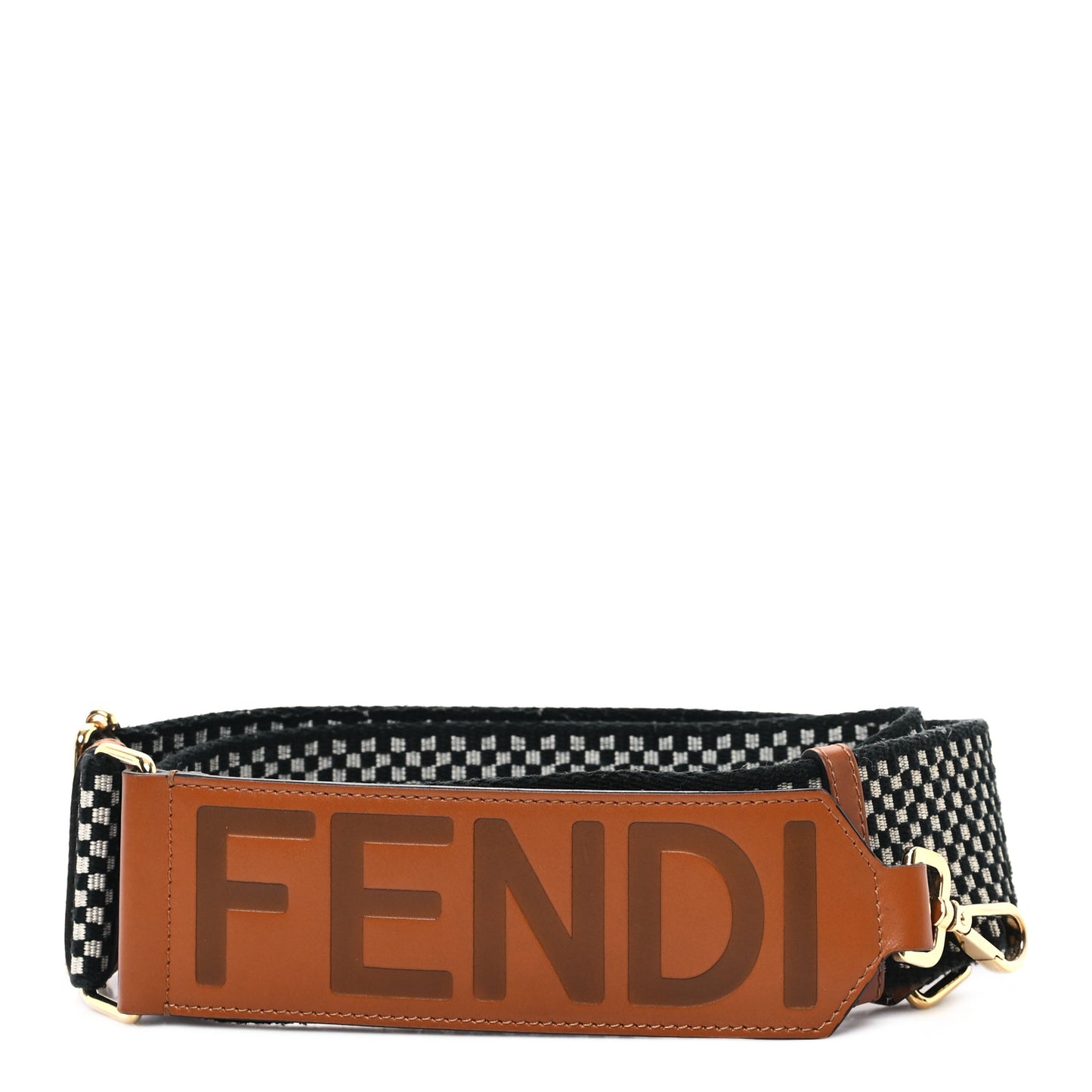 Ribbon Vitello King Logo Embossed Gingham Woven Adjustable Strap You Panna Black Cuoio