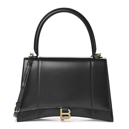 Balenciaga Shiny Box Calfskin Medium Hourglass Top Handle Bag Black 1 of 10
