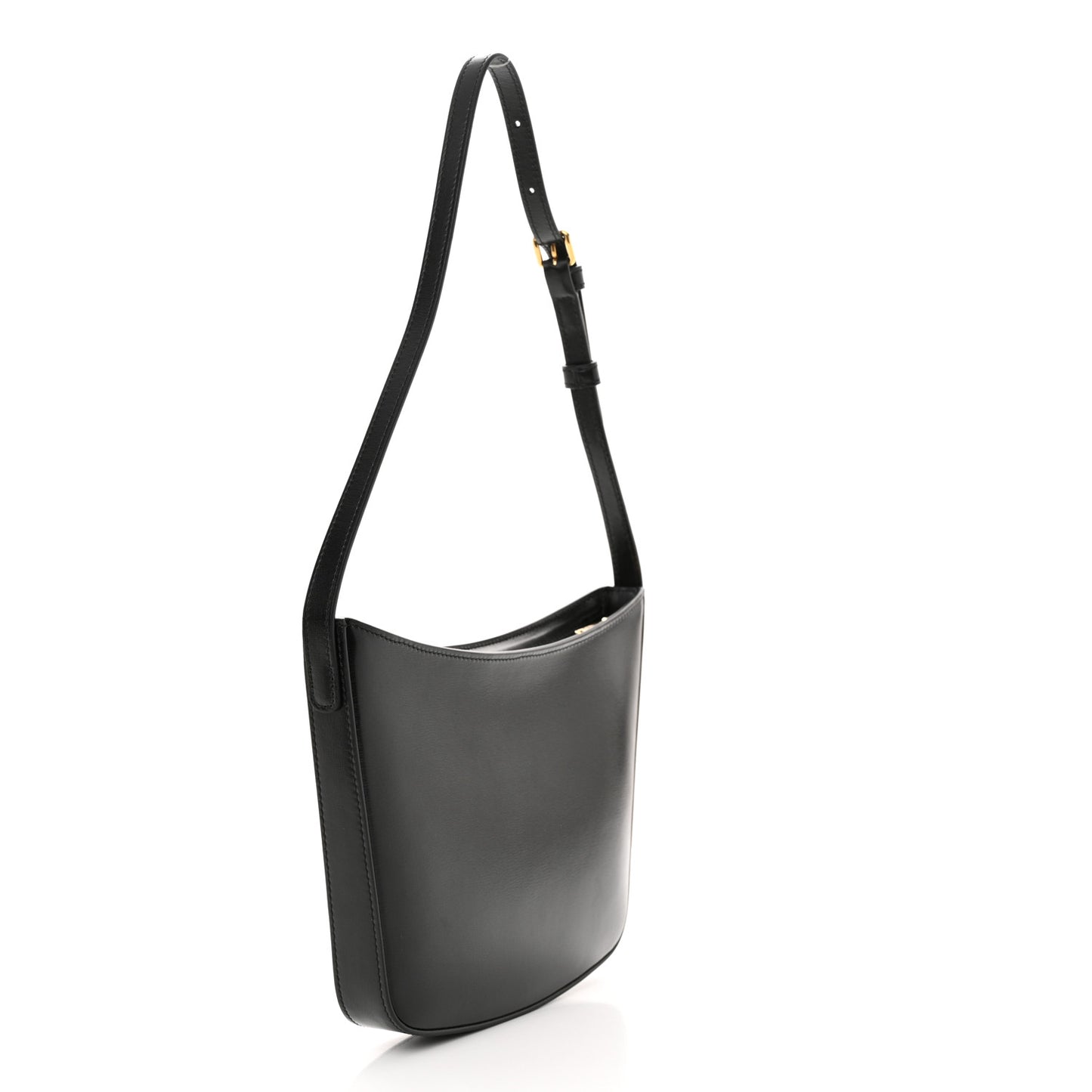 Shiny Calfskin Medium Croque Bag Black