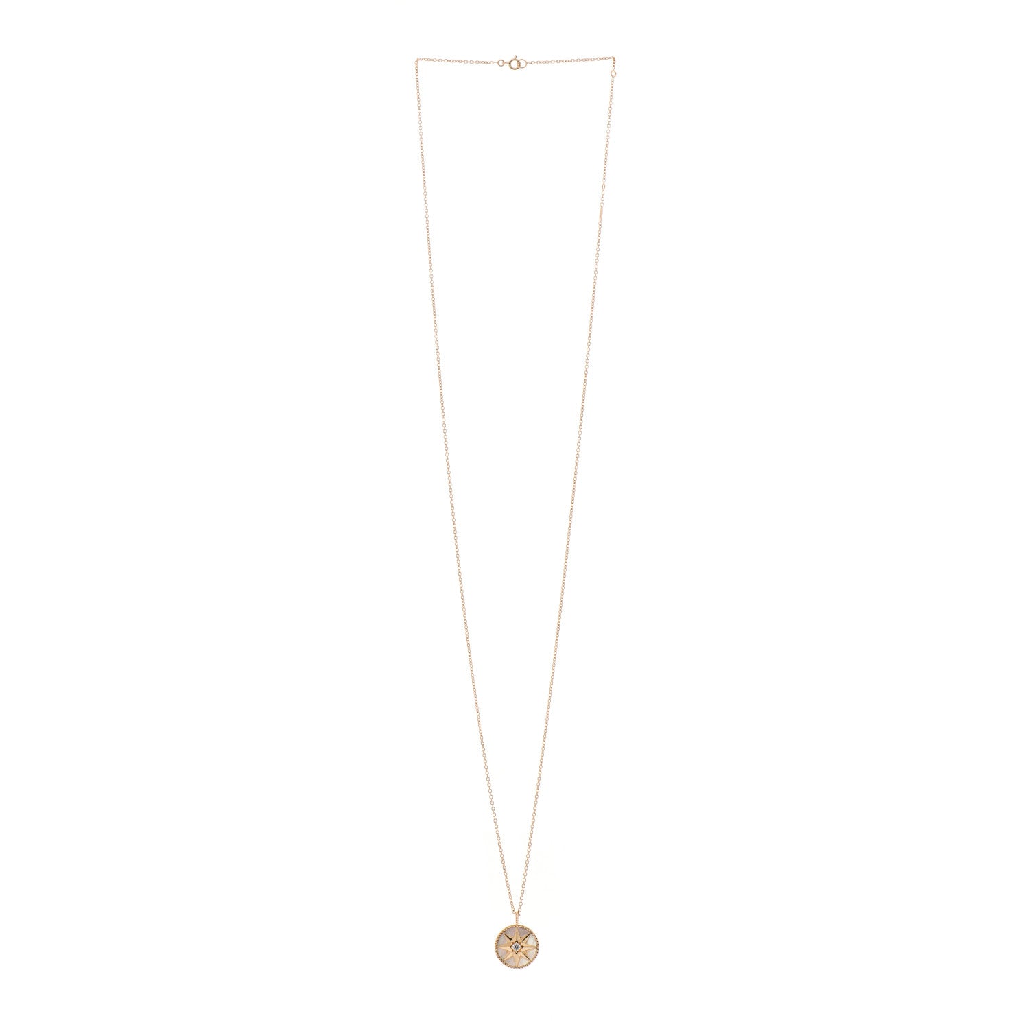 Christian Dior 18K Yellow Gold Diamond Mother of Pearl Rose Des Vents Medallion Necklace 3 of 6