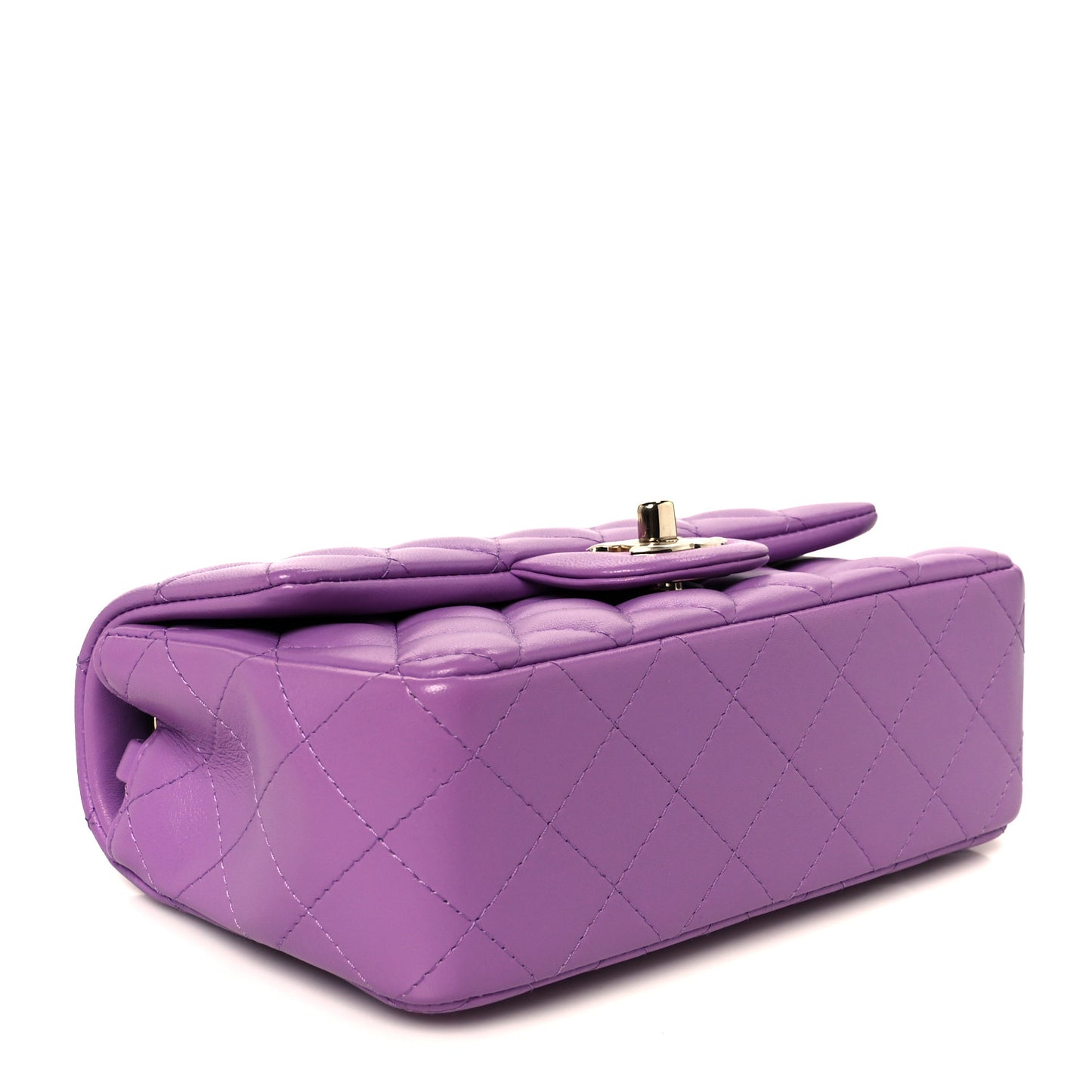 Lambskin Quilted Mini Rectangular Flap Purple