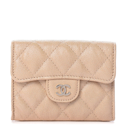 Chanel Iridescent Caviar Quilted Flap Card Holder Wallet Beige 1 of 11