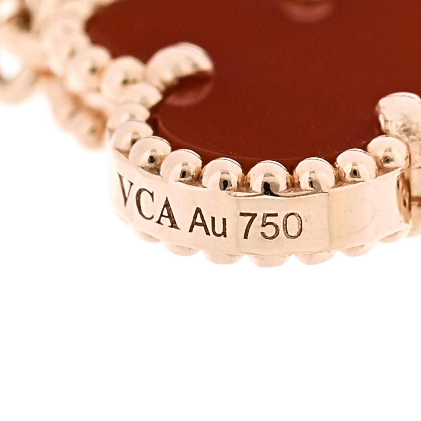 18K Rose Gold Carnelian 5 Motifs Guilloche Vintage Alhambra Bracelet