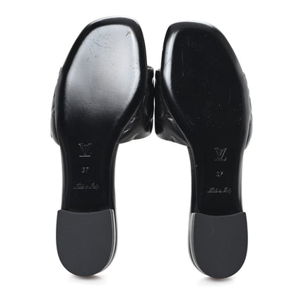 Louis Vuitton Lambskin Embossed Monogram Revival Flat Mules 37 Black 6 of 9