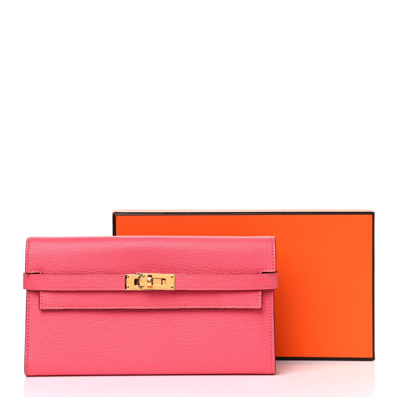 Hermes Chevre Mysore Kelly Longue Wallet Rose Lipstick 11 of 11