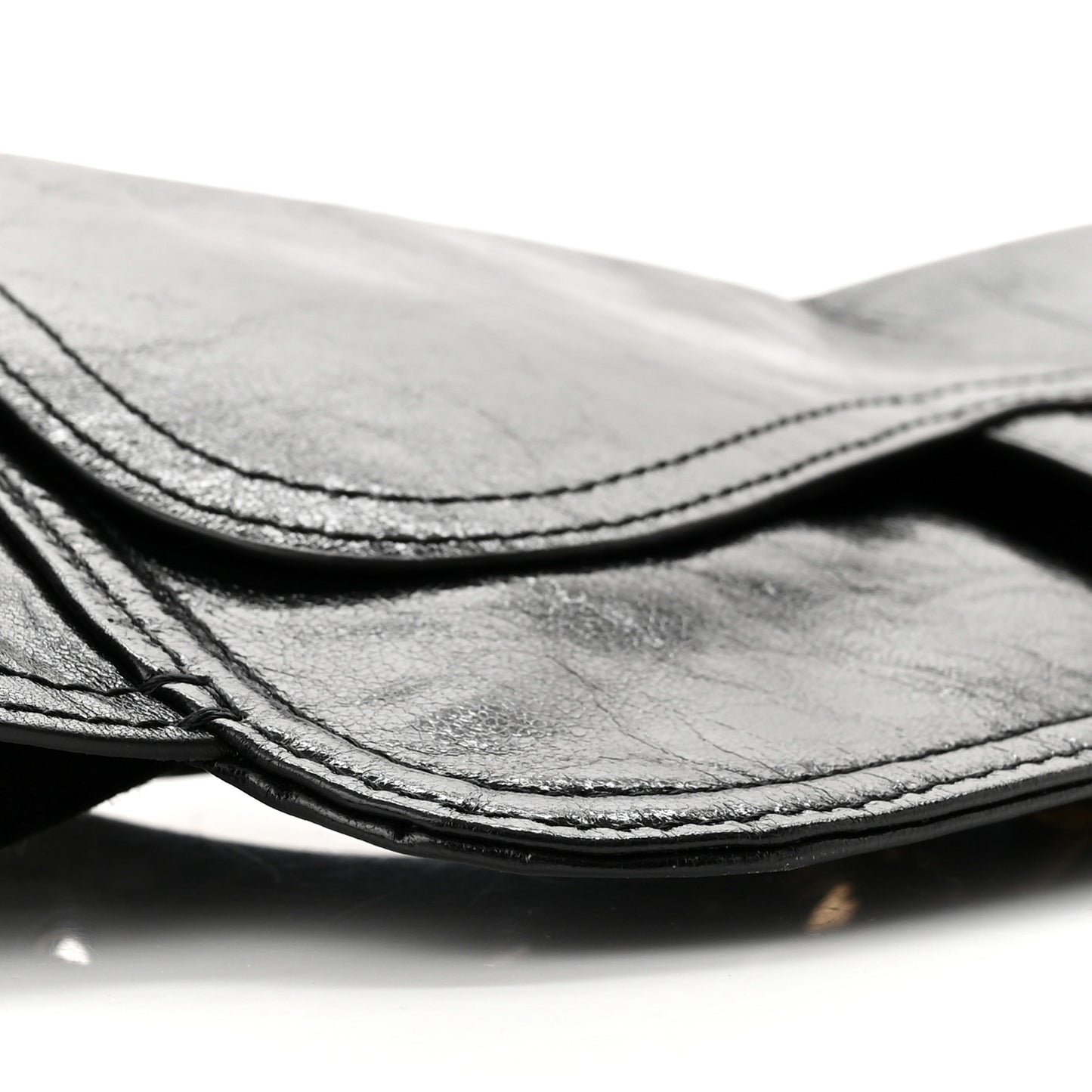 Crinkled Lambskin 135mm Saddle Belt Black