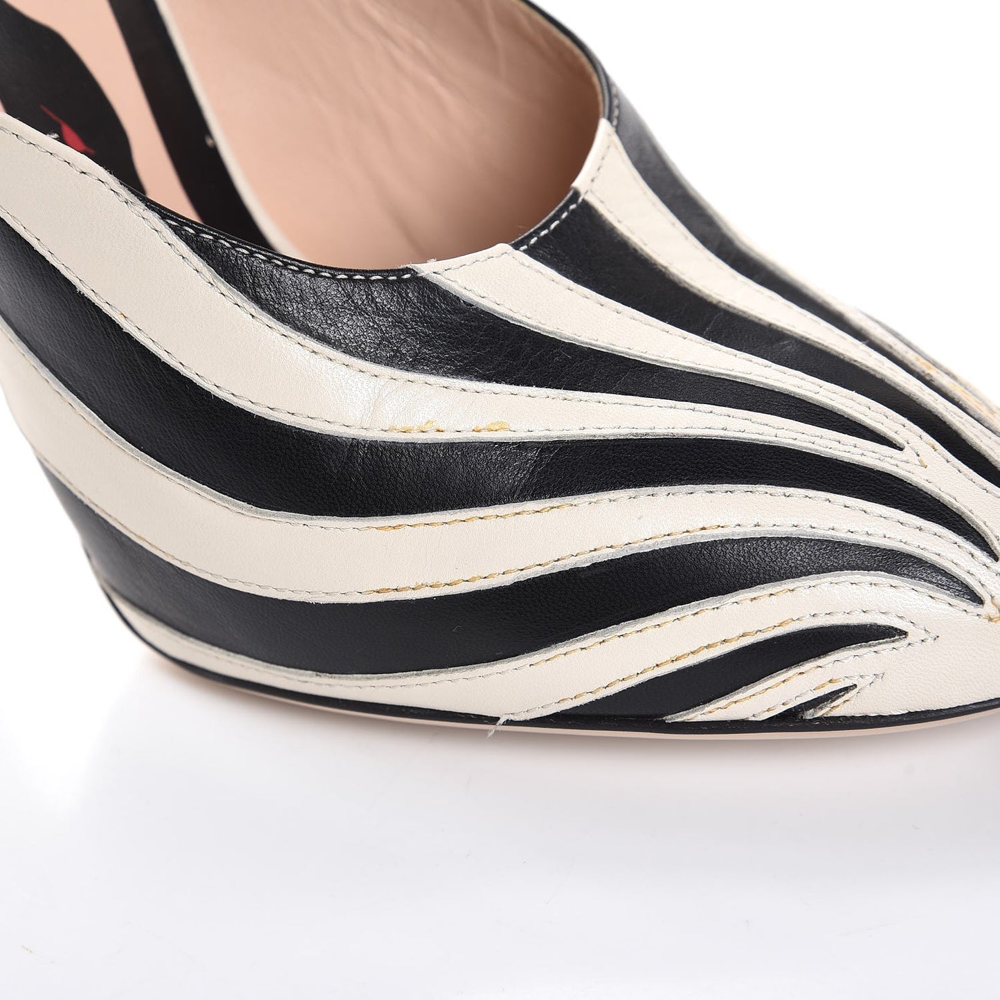 Malaga Kid Zebra Inlay Lesley Mary Jane Pumps 38.5 Mystic White Black