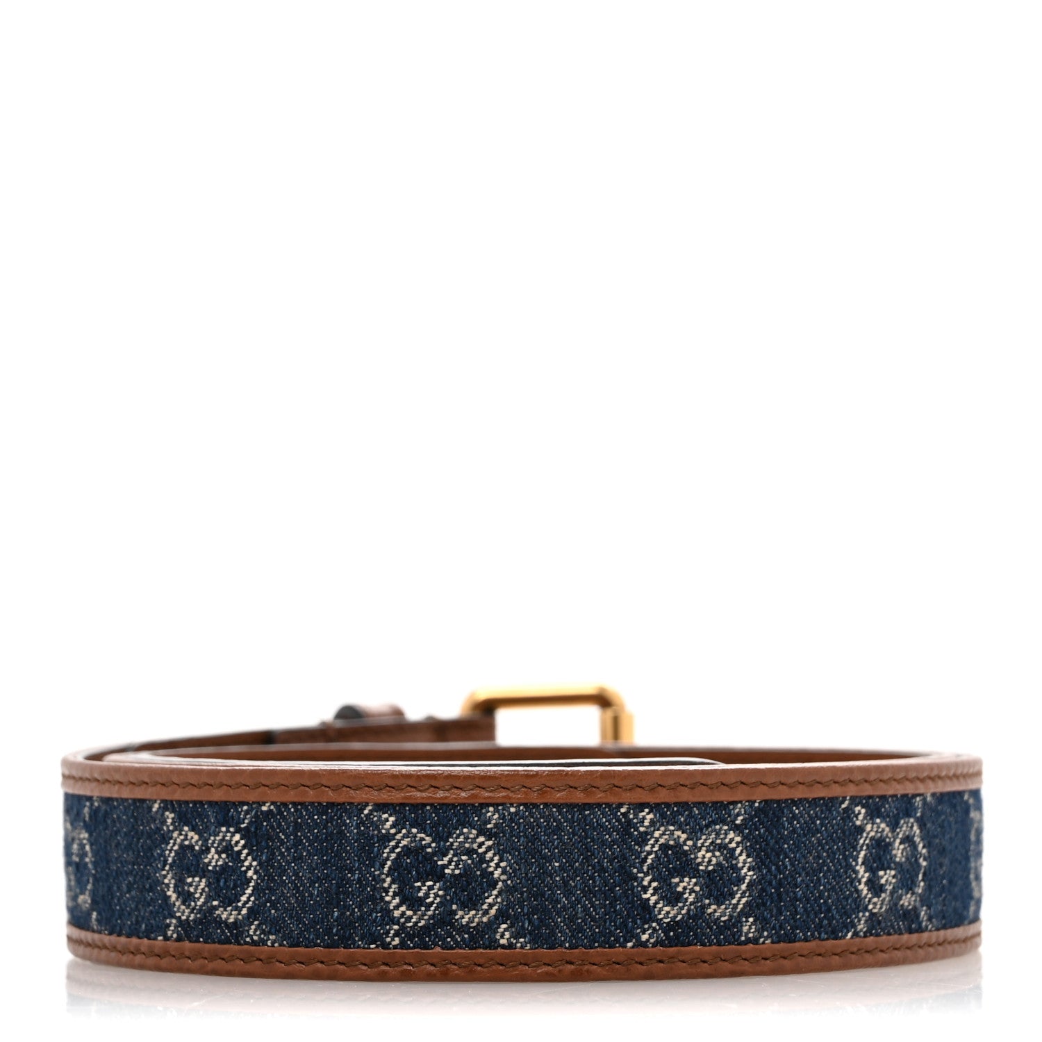 Gucci New Denim GG Monogram Dollar Calfskin Belt 90 36 Blue Tea Cuir Epilog 2 of 6