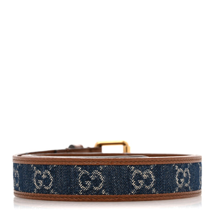 Gucci New Denim GG Monogram Dollar Calfskin Belt 90 36 Blue Tea Cuir Epilog 2 of 6