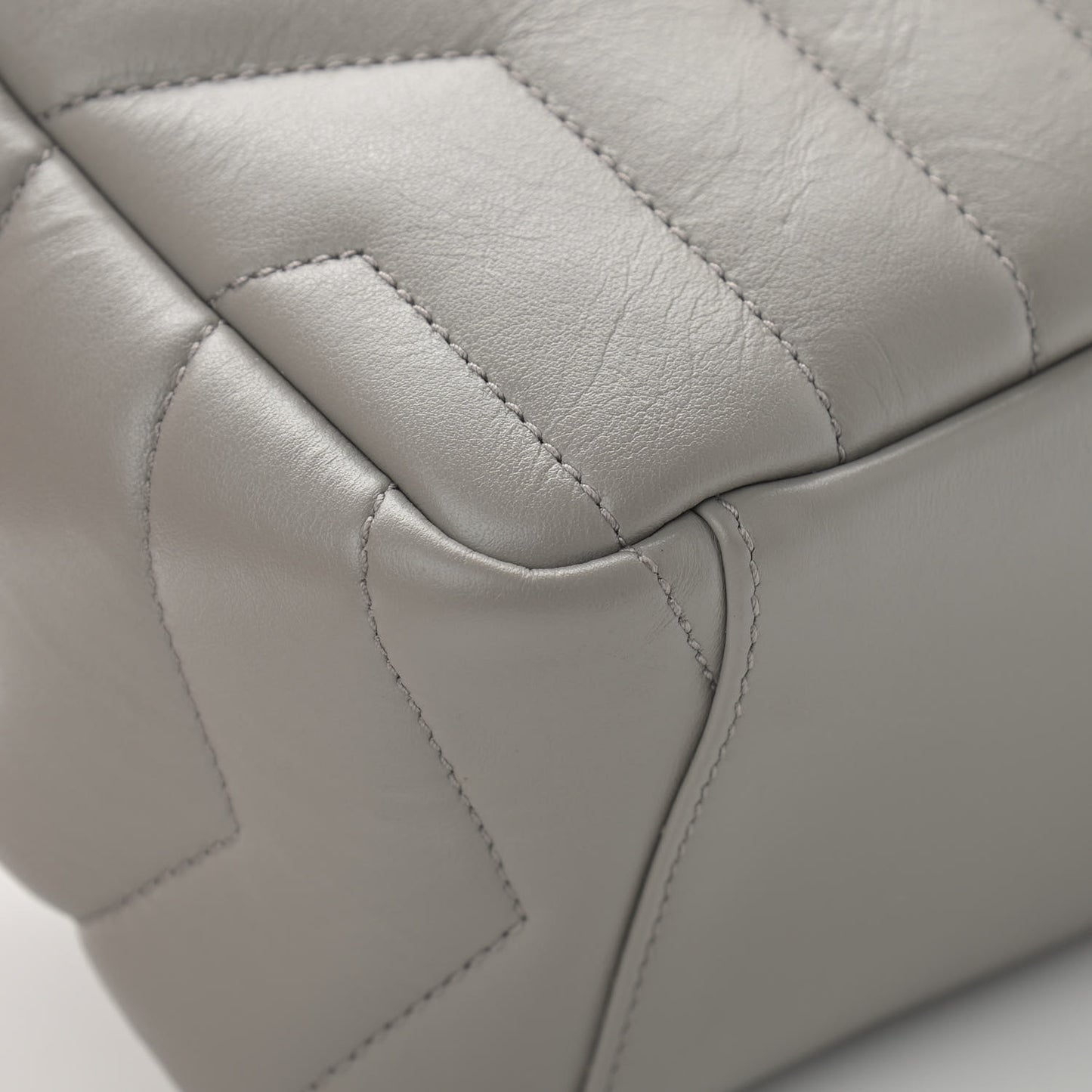 Calfskin Y Quilted Monogram Small Loulou Bowling Bag Light Gray