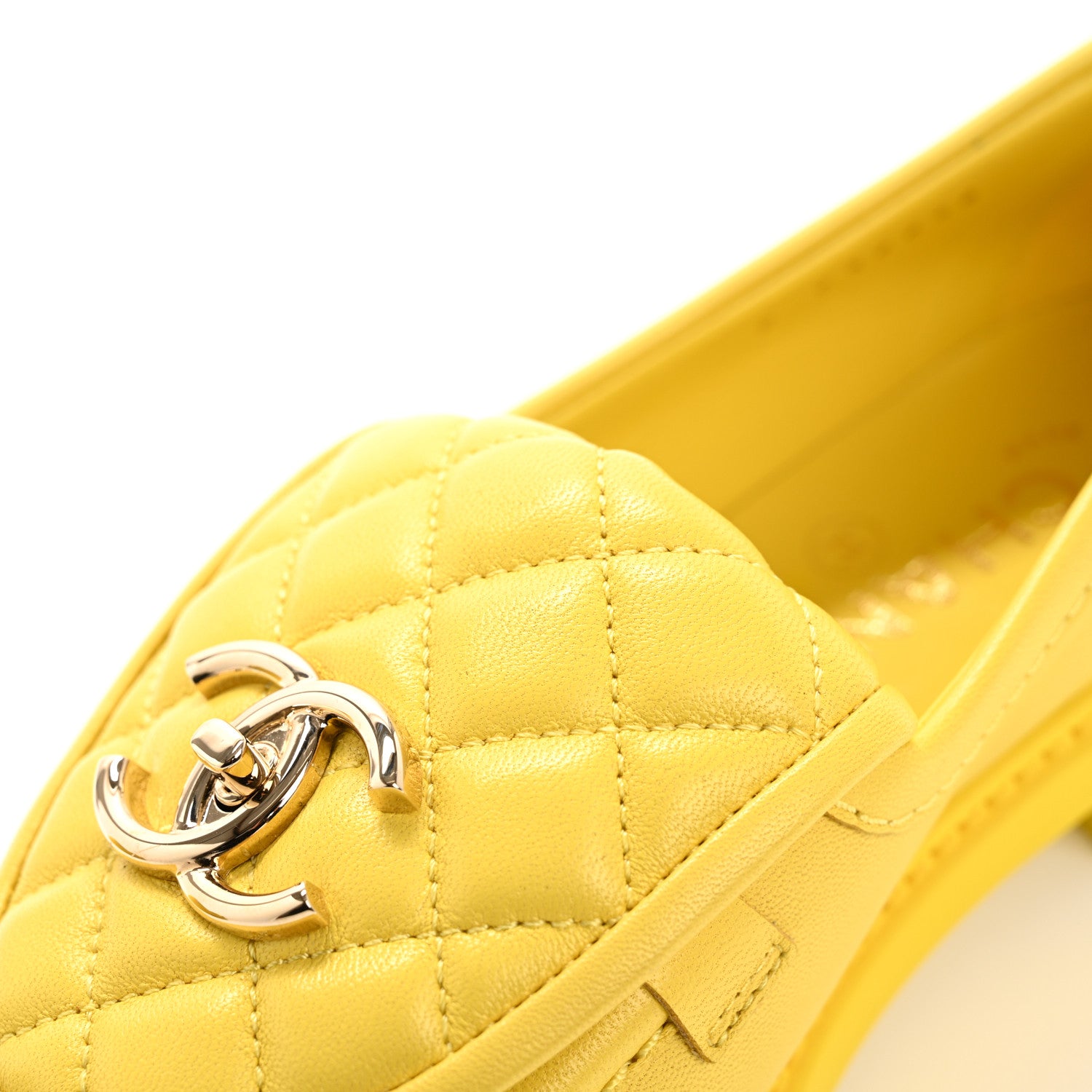 Chanel Lambskin Quilted CC Turnlock Loafers 36.5 Yellow 12 of 13