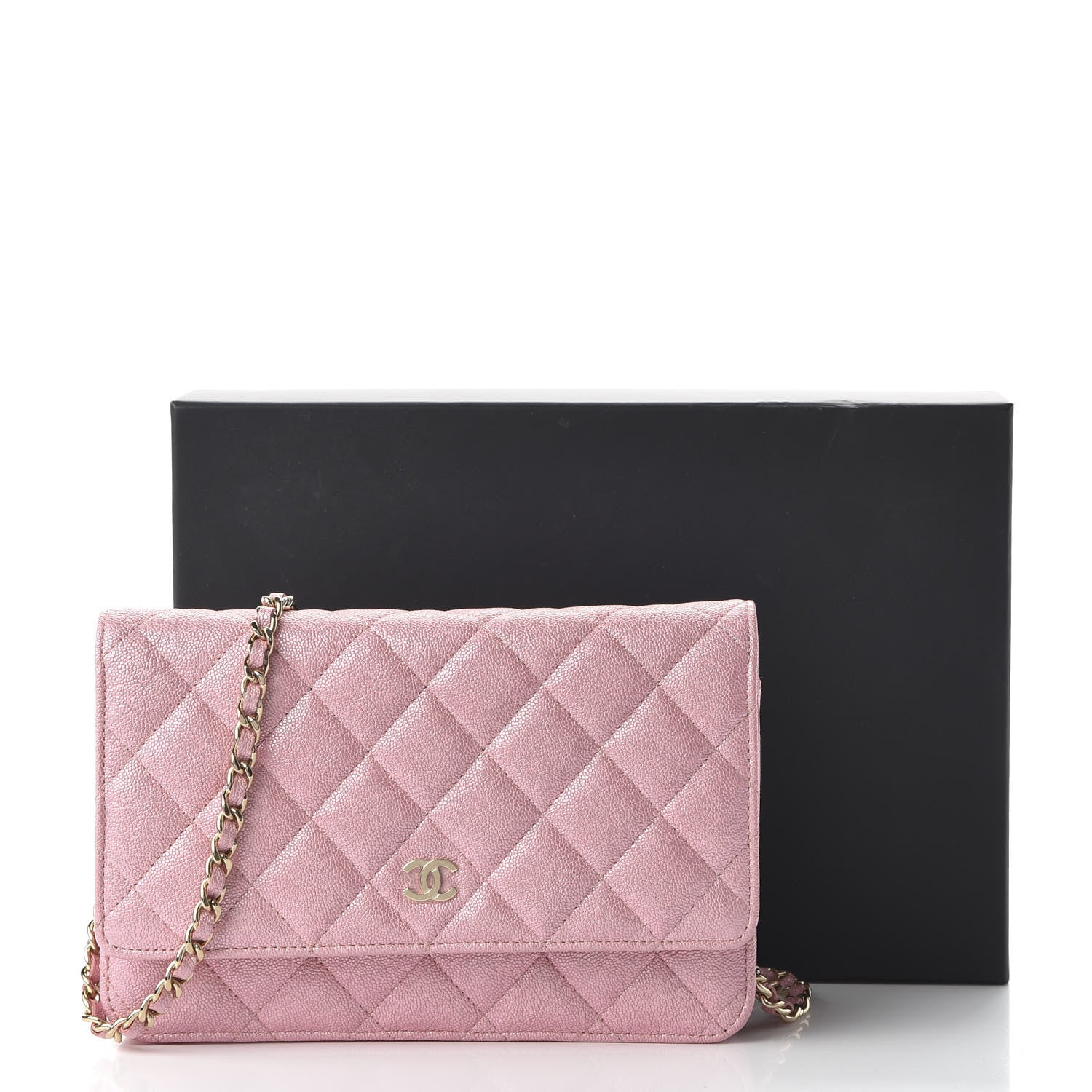 Chanel Iridescent Caviar Quilted Wallet on Chain WOC Rose Pink 11 of 11