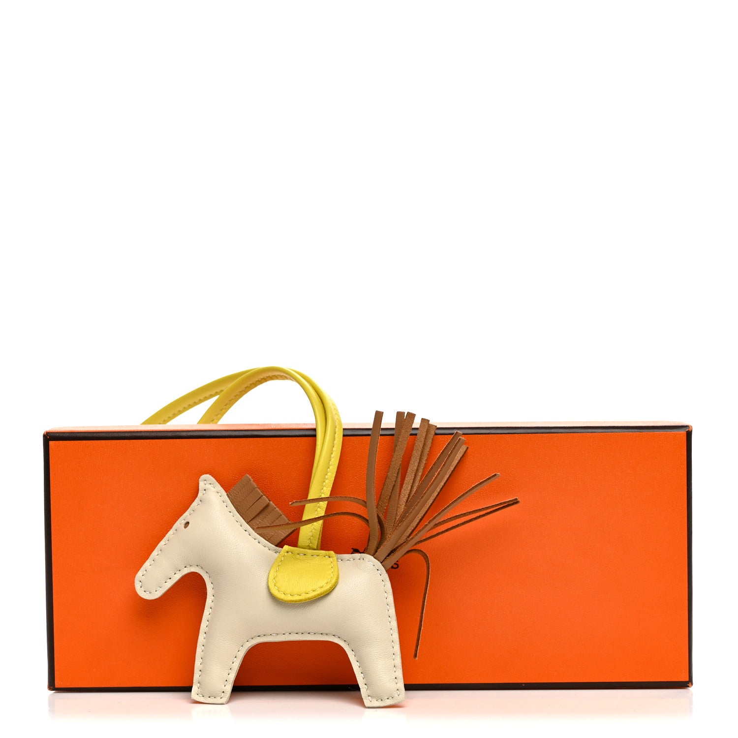 Hermes Milo Lambskin Grigri Rodeo Horse Bag Charm PM  Craie Chai Lime 4 of 4
