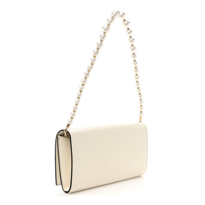 Jimmy Choo Box Calfskin Varenne Pearl Avenue Chain Clutch Latte 3 of 13