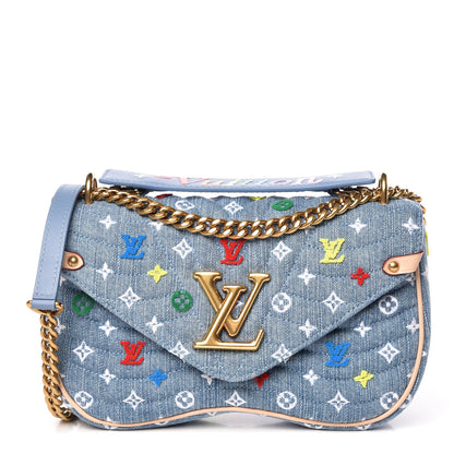 Louis Vuitton Embroidered Monogram Denim New Wave Chain MM 1 of 10