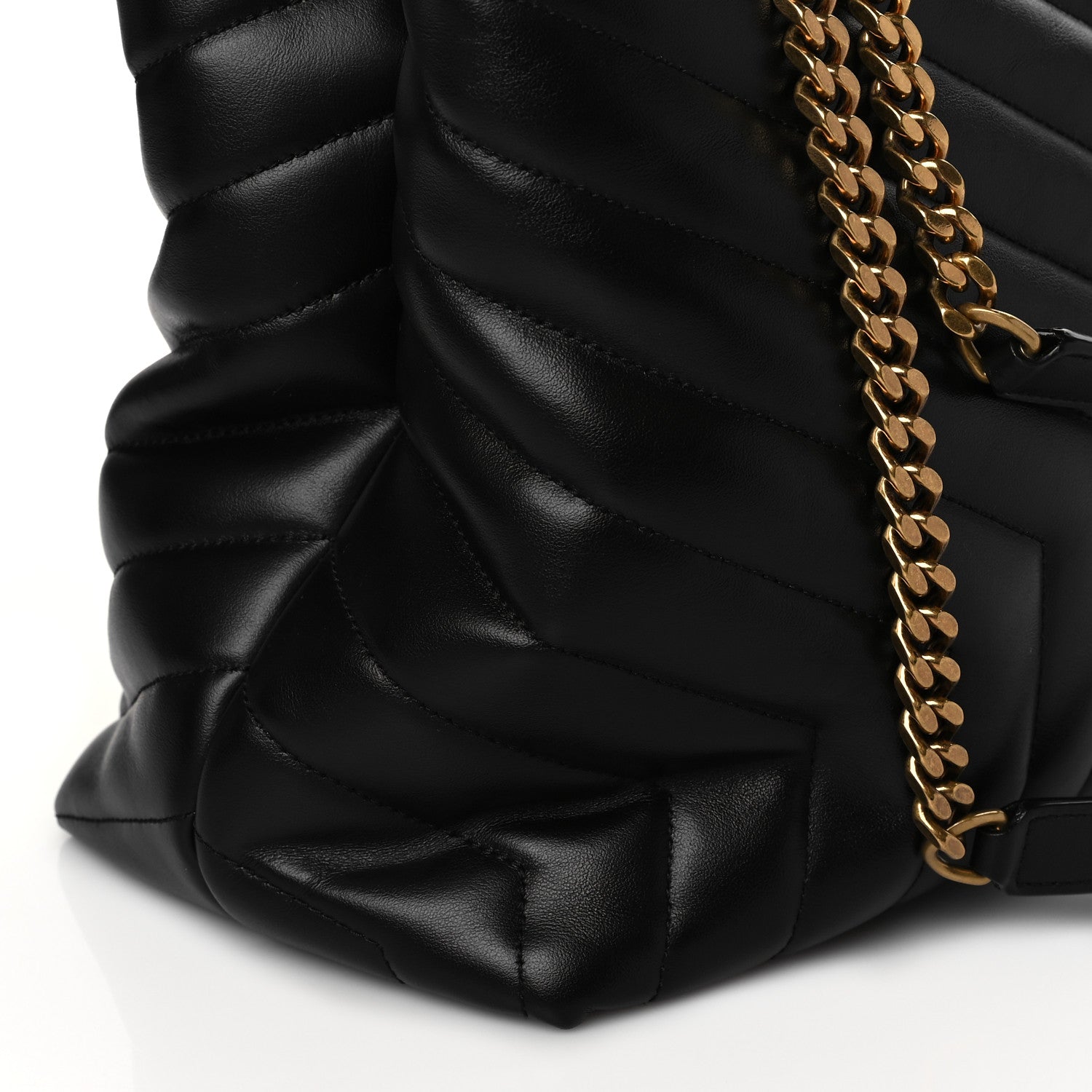 Saint Laurent Calfskin Y Quilted Monogram Large Loulou Chain Satchel Black 9 of 9