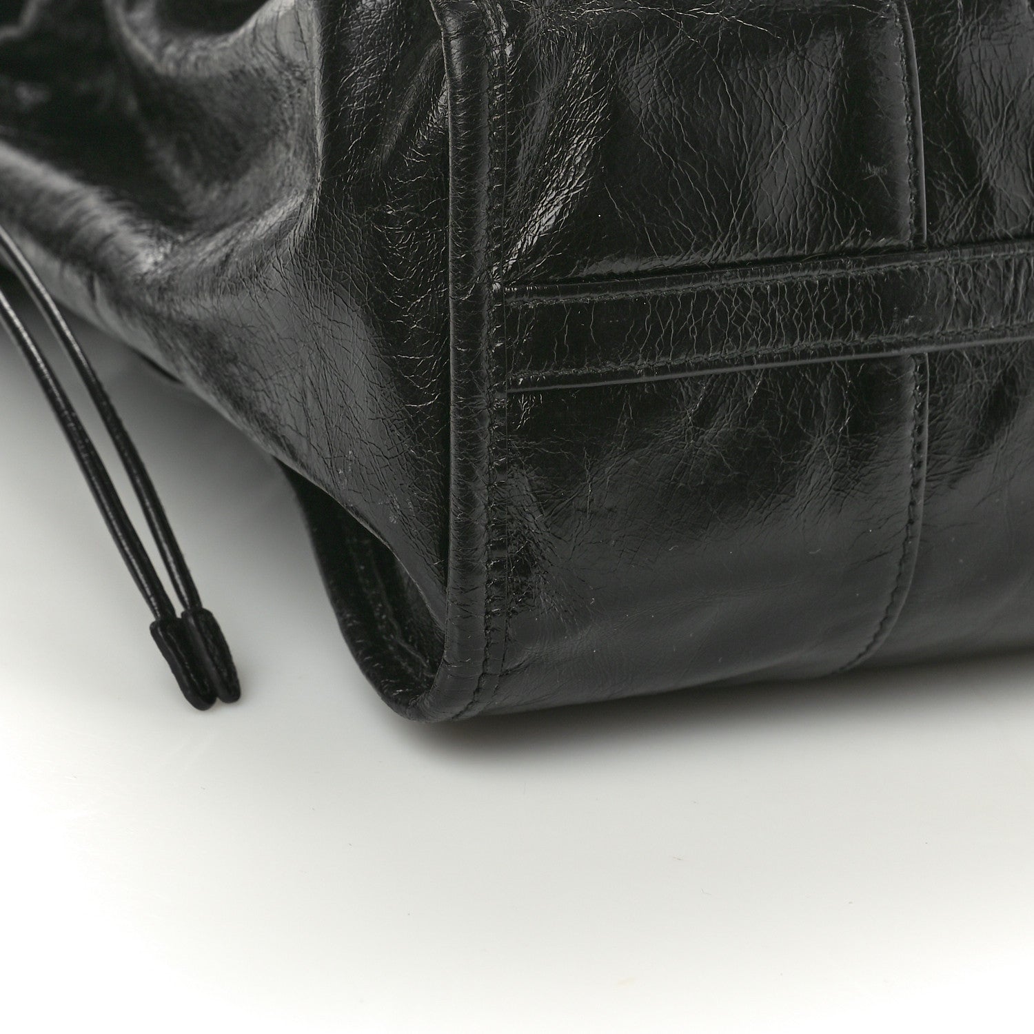 Prada Glossy Calfskin Triangle Large Bonnie Shoulder Bag Black 8 of 13