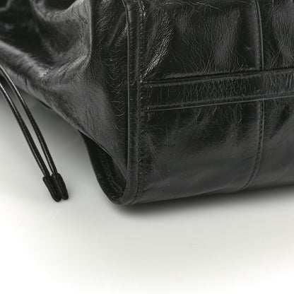 Prada Glossy Calfskin Triangle Large Bonnie Shoulder Bag Black 8 of 13