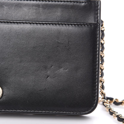 Chanel Lambskin Quilted Pearl Wallet On Chain WOC Black 11 of 14