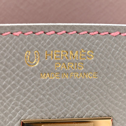 Hermes Epsom Horseshoe Birkin 30 Gris Mouette Rose Azalee 6 of 10