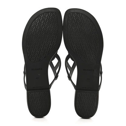 Hermes Rubber Womens Egerie Sandals 40 Black 5 of 8