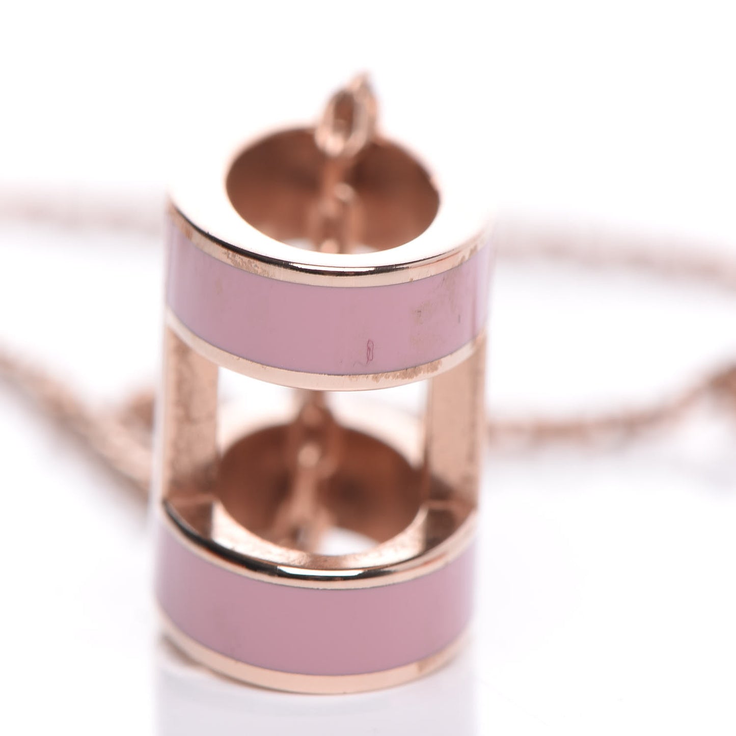 Lacquered Rose Gold Pop H Pendant Necklace Rose Dragee