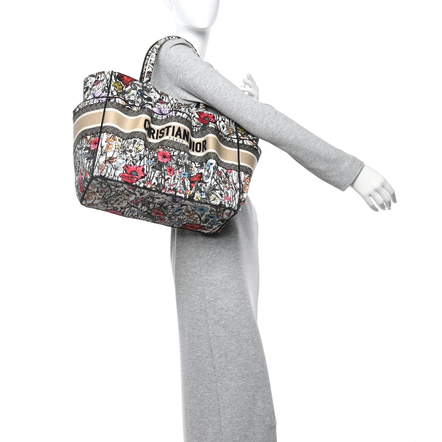 Christian Dior Canvas Embroidered Mille Fleurs Catherine Tote Multicolor 2 of 13