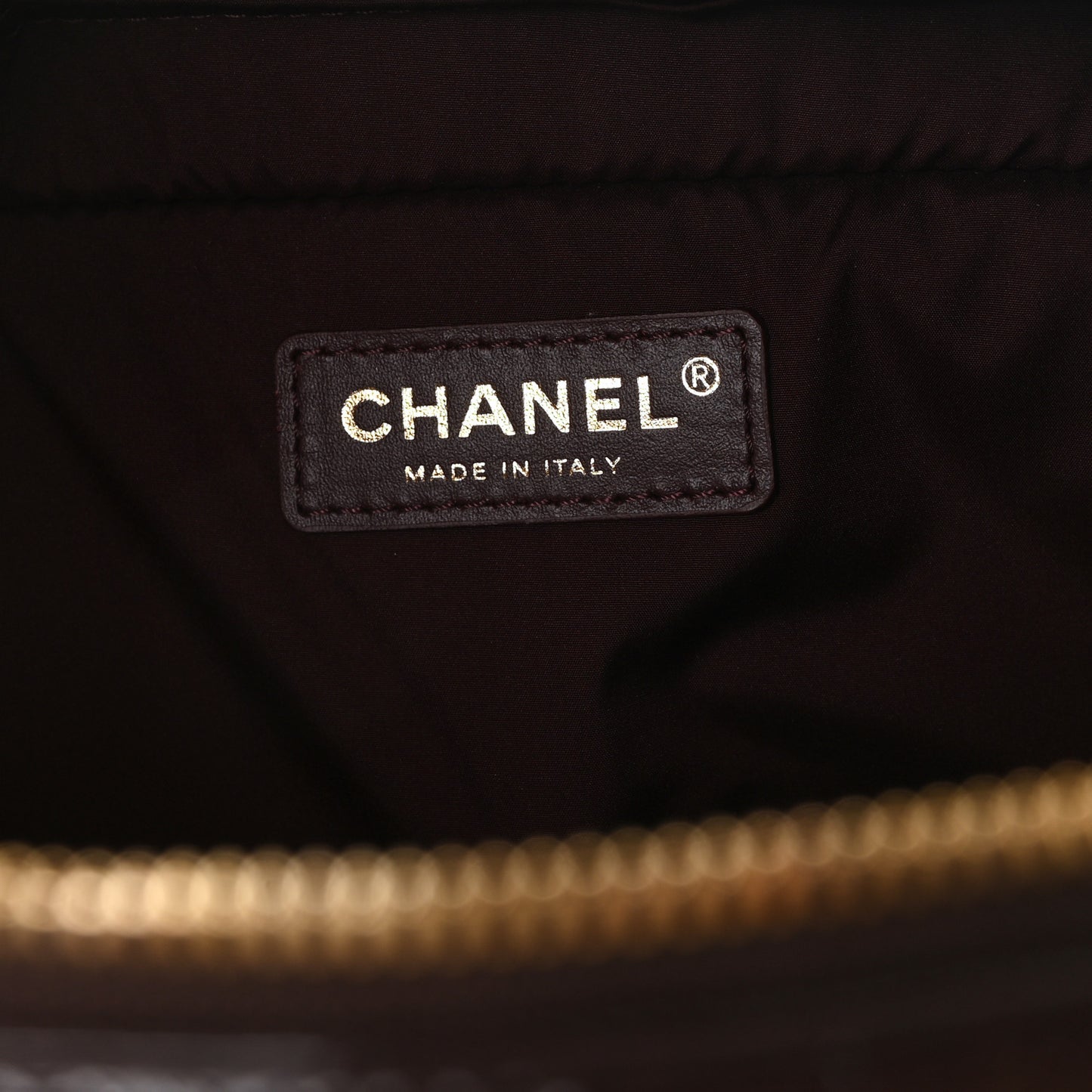 Patent Crumpled Calfskin Quilted Travel Bowling Bag Dark Brown