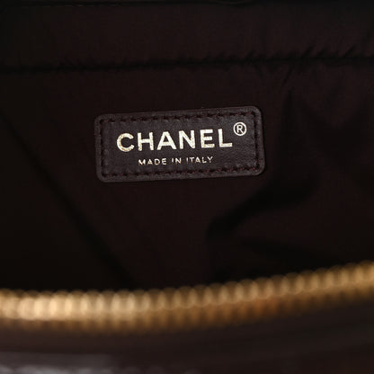 Chanel Patent Crumpled Calfskin Quilted Travel Bowling Bag Dark Brown 6 of 10