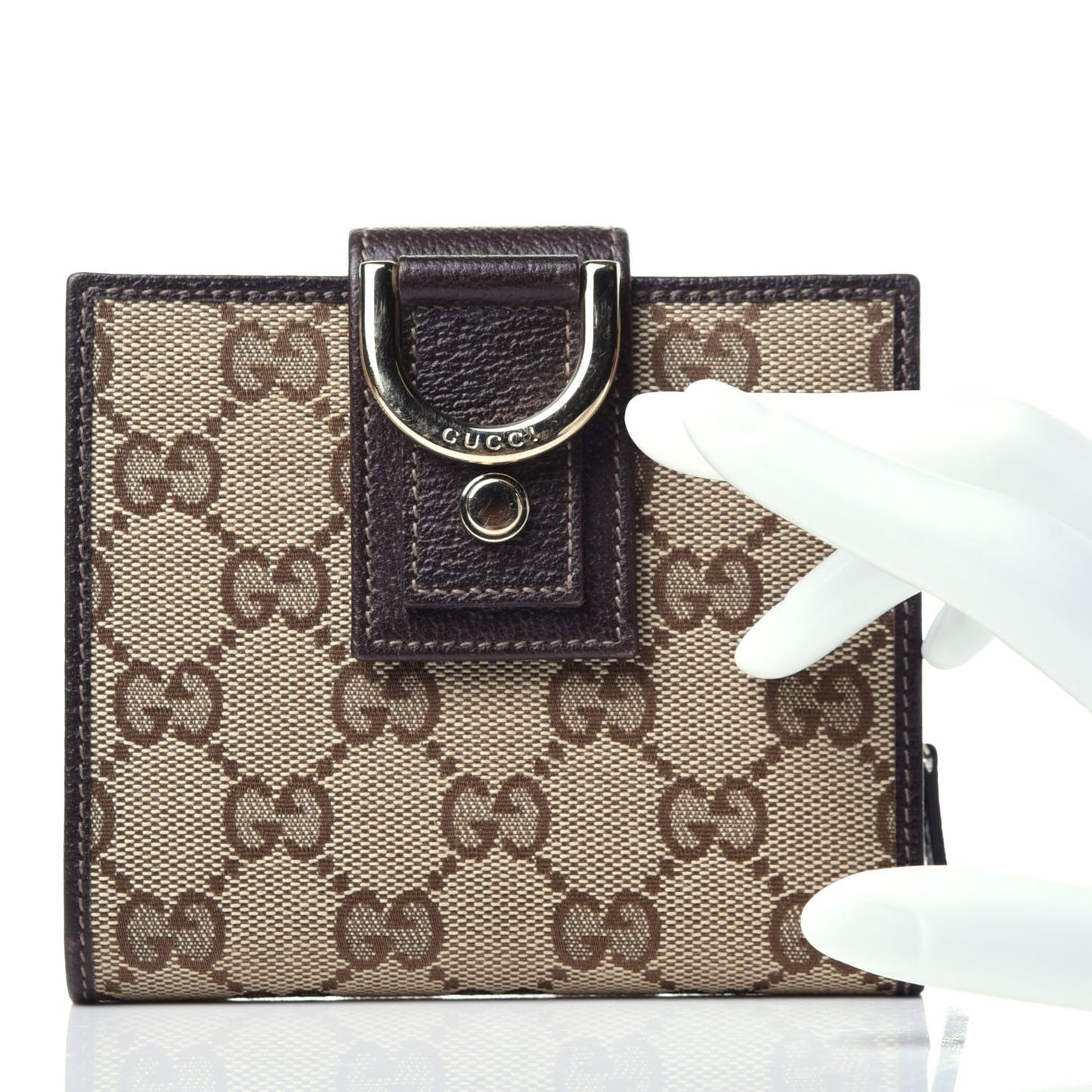 Monogram D Ring Compact Wallet Dark Brown