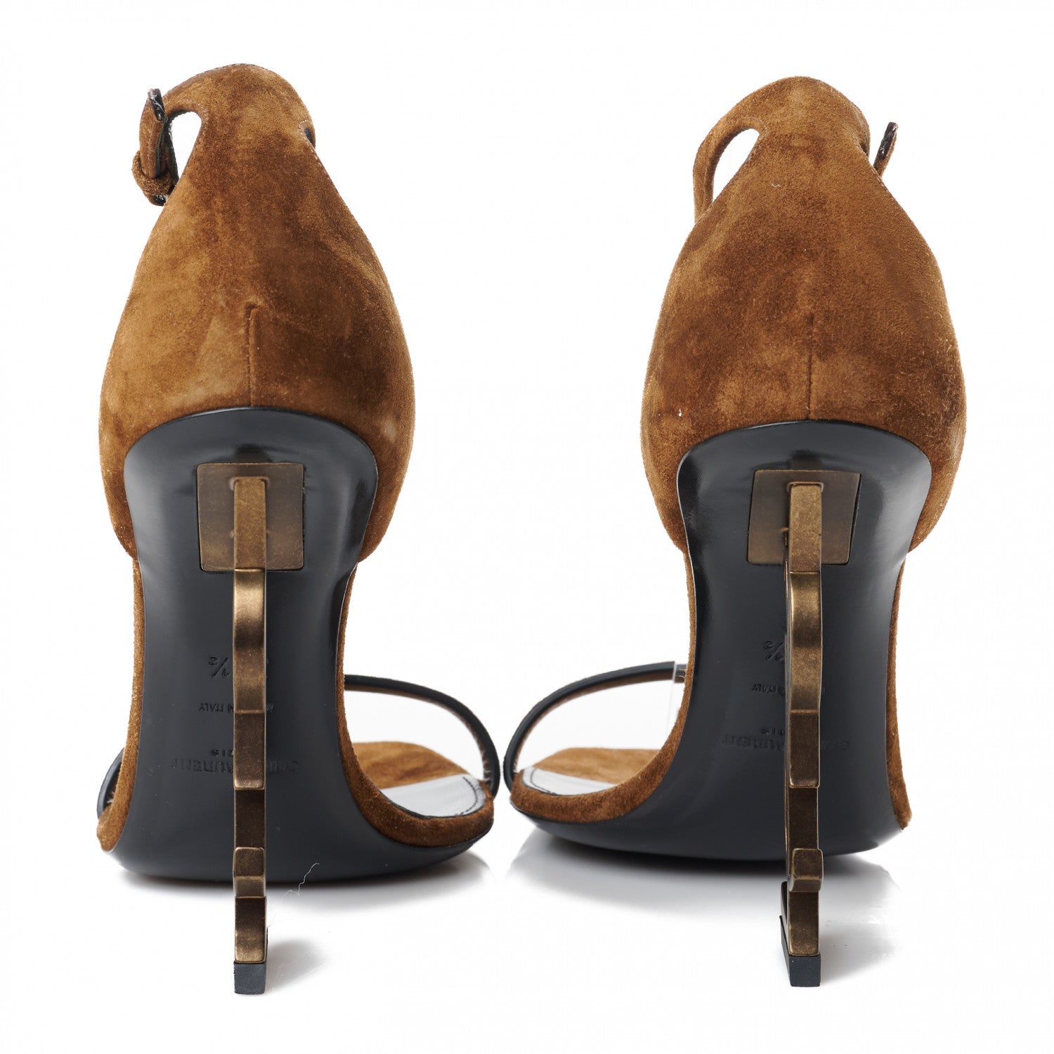 Saint Laurent Suede Calfskin Opyum 110 Sandals 37.5 Cachemere Gold 3 of 8