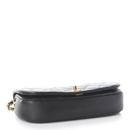 Chanel Calfskin Quilted Coco Mail Clutch With Chain Black 4 of 10