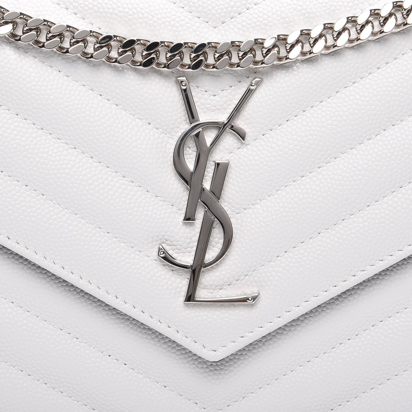 Grain De Poudre Matelasse Bi-Color Chevron Monogram Chain Wallet White Black