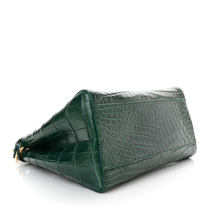 Fendi Shiny Crocodile Shiny Nappa Mini Peekaboo Iconic Satchel Emerald 3 of 8
