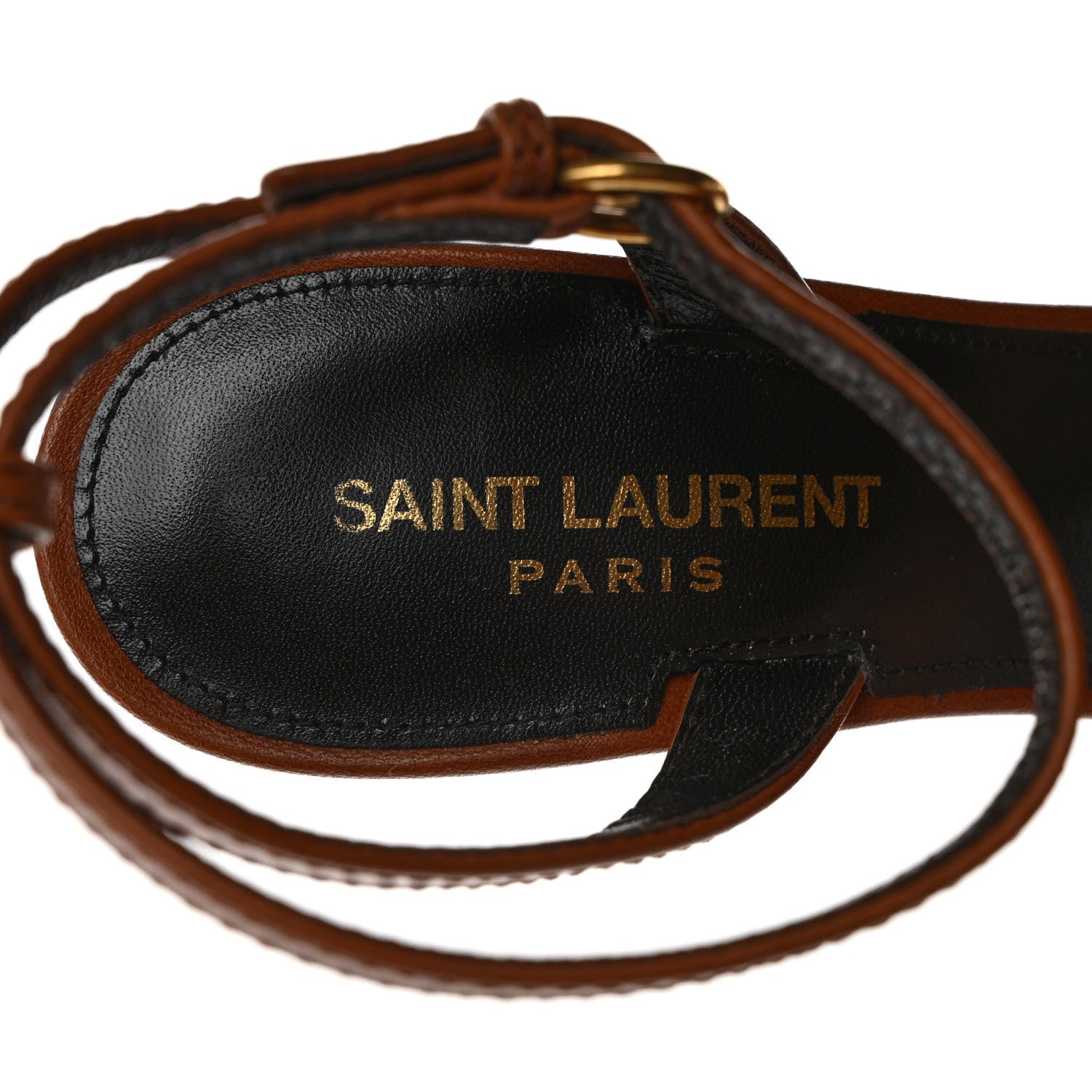 Saint Laurent Le Maillon 95 Ankle Strap Sandals 38 Caramel 8 of 9