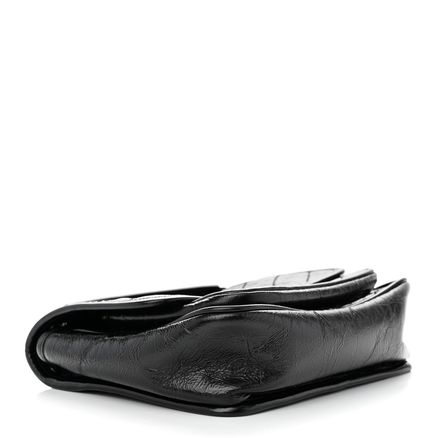 Crinkled Calfskin Matelasse Monogram Baby Niki Chain Satchel Black