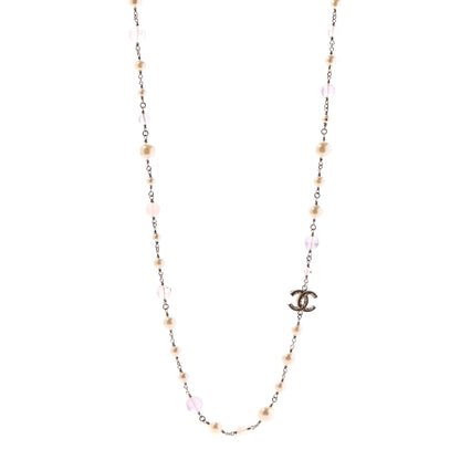 Chanel Pearl Beaded Enamel CC Long Necklace Gold 1 of 11