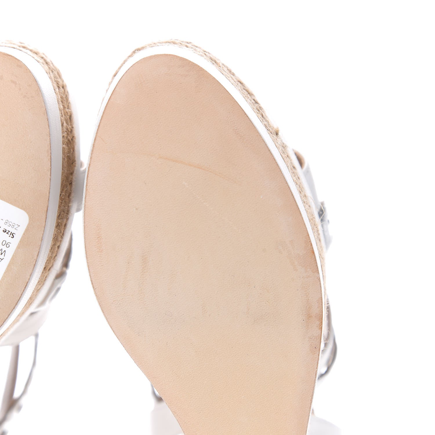 Hermes Metallic Nappa Amarres Espadrille Wedge 37 White Gris Argente 9 of 9