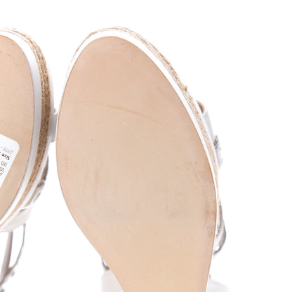 Hermes Metallic Nappa Amarres Espadrille Wedge 37 White Gris Argente 9 of 9